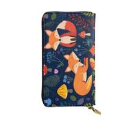 KHDKLXOHZ Stylish Cute Animal Fox Flower Long Leather Wallet for Women – Large Capacity Pu Leather Purse, Phone Card Holder Case Credit Card Wallet, Classy Clutch for Ladies & Men