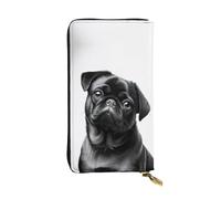 KHDKLXOHZ Stylish Cute Black Pug Dog Long Leather Wallet for Women – Large Capacity Pu Leather Purse, Phone Card Holder Case Credit Card Wallet, Classy Clutch for Ladies & Men
