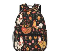 KHDKLXOHZ Stylish Cute Rooster Chickens Backpack - Comfortable Lightweight Bookbag, Schoolbag For Boys & Girls, Laptop Backpacks Casual Travel Daypack