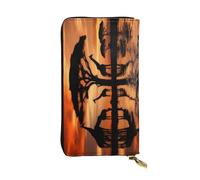 KHDKLXOHZ Stylish Giraffe Under The Tree in Africa Long Leather Wallet for Women â€“ Large Capacity Pu Leather Purse, Phone Card Holder Case Credit Card Wallet, Classy Clutch for Ladies & Men