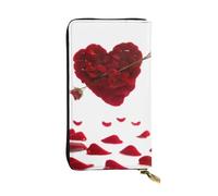 KHDKLXOHZ Stylish Heart Shaped Floral Petals Long Leather Wallet for Women â€“ Large Capacity Pu Leather Purse, Phone Card Holder Case Credit Card Wallet, Classy Clutch for Ladies & Men