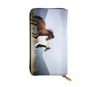 KHDKLXOHZ Stylish Horses Running Art Long Leather Wallet for Women â€“ Large Capacity Pu Leather Purse, Phone Card Holder Case Credit Card Wallet, Classy Clutch for Ladies & Men