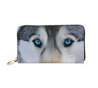 KHDKLXOHZ Stylish Long Leather Purse for Women | Blue Eyes Wolf | Pu Leather Wallet with Zipper Clutch Bag Phone Card Holder Case Credit Card Wallet Coin Organizer Clutch Purse Bags