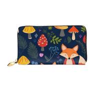 KHDKLXOHZ Stylish Long Leather Purse for Women | Cute Animal Fox Flower | Pu Leather Wallet with Zipper Clutch Bag Phone Card Holder Case Credit Card Wallet Coin Organizer Clutch Purse Bags