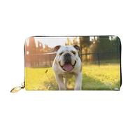 KHDKLXOHZ Stylish Long Leather Purse for Women | Cute Bulldog Puppy | Pu Leather Wallet with Zipper Clutch Bag Phone Card Holder Case Credit Card Wallet Coin Organizer Clutch Purse Bags