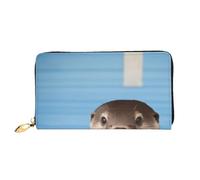 KHDKLXOHZ Stylish Long Leather Purse for Women | Cute Otter | Pu Leather Wallet with Zipper Clutch Bag Phone Card Holder Case Credit Card Wallet Coin Organizer Clutch Purse Bags