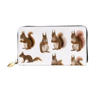 KHDKLXOHZ Stylish Long Leather Purse for Women | Cute Squirrel | Pu Leather Wallet with Zipper Clutch Bag Phone Card Holder Case Credit Card Wallet Coin Organizer Clutch Purse Bags