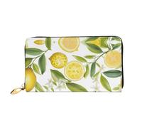 KHDKLXOHZ Stylish Long Leather Purse for Women | Fresh Tropical Lemons | Pu Leather Wallet with Zipper Clutch Bag Phone Card Holder Case Credit Card Wallet Coin Organizer Clutch Purse Bags