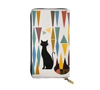 KHDKLXOHZ Stylish Mid-Century Modern Art Cat Long Leather Wallet for Women – Large Capacity Pu Leather Purse, Phone Card Holder Case Credit Card Wallet, Classy Clutch for Ladies & Men