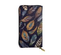 KHDKLXOHZ Stylish Peacock Feather Long Leather Wallet for Women – Large Capacity Pu Leather Purse, Phone Card Holder Case Credit Card Wallet, Classy Clutch for Ladies & Men