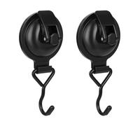 Khdrvok Heavy Duty Vacuum Wreath Cup Adhesive Hook,Hanging 13 lbs Robe Towel Hooks, Easy to Install and Remove, Super Suction for Kitchen， Bathroom and Restroom (Shiny Black, 2Pack)