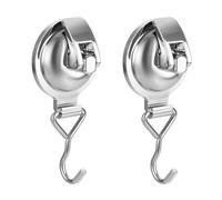 Khdrvok Heavy Duty Vacuum Wreath Cup Adhesive Hook，Hanging 13 lbs Robe Towel Hooks, Easy to Install and Remove, Super Suction for Kitchen，Bathroom and Restroom (Round Silver, 2Pack)