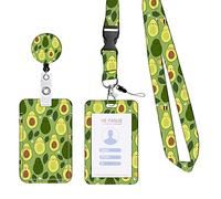 KHDULQ Badge Holder, Lanyard with Card Holder, Funky Lanyard, ID Holder (Avocado Pattern) for Phone Lanyard, ID Card, Office, and School Supplies