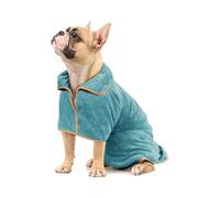 KHDULQ Dog Bathrobe, Dog Towel, Adjustable Microfibre Bathrobe for Dogs, Super Absorbent Bathrobe, for Small Dogs and Cats (Green) XS