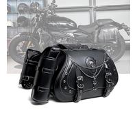 KHDWOB Motorbike Saddle Bags for Harley Davidson Dyna Superglide 1995-2014, Vintage Motorcycle Saddle Bag Leather Side Tail Bag Waterproof Motorbike Luggage With Quick-Release Straps,B