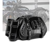 KHDWOB Motorbike Saddle Bags for Harley Davidson Heritage Classic 114, Vintage Motorcycle Saddle Bag Leather Side Tail Bag Waterproof Motorbike Luggage with Quick-Release Straps,A