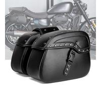 KHDWOB Motorbike Saddle Bags for Suzuki Boulevard C50T Classic 2012, Vintage Motorcycle Saddle Bag Leather Side Tail Bag Waterproof Motorbike Luggage With Quick-Release Straps,A