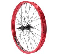 KHE Prism BMX Front Wheel, 20 Inches, 38 mm Rim Width, Red Anodised 10 mm Axle, 36 Holes