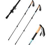 KHEALING Carbon Fibre Trekking Poles (Set of 2) - Adjustable length 105-135 cm, Cork Grip, Blue, with Storage Bag and Pole Cap - Designed for Hiking and Trekking