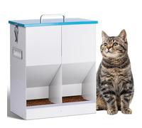 KHEARPSL Automatic Cat Feeder for 2 Cat, 42cups/10L Automatic Pet Feeder for Dogs and Cats, Multiple Cats Feeder Outdoor Large Capacity Galvanized Steel Gravity Pet Dog Dry Food Dispenser (10L)