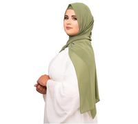 KHELANI Premium Chiffon Hijab Set for Women | Lightweight Non-Slip Muslim Head Scarf with Matching Undercap | Luxury Soft & Elegant Chiffon Hijabs UK Wrap with Matching Tube Cap (Matcha)