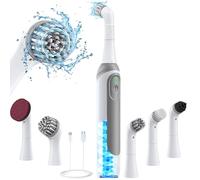 kHelfer Rechargeable Electric Grout Brush with Built-in Battery, Power Scrubber & IPX7 Waterproof, Cordless Electric Cleaning Brush & 5 Replacement Heads for Grout, Crevice, Kitchen, Bathroom