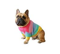 Khemn Rainbow Knitted Dog Sweater, Cute Dog Clothes for French Bulldog/English Bulldog/Bull Terrier/Pug (XL)