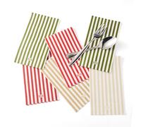 Khen 100-Count Luxury Disposable Napkins, European Stripes Design - 2-Ply Tableware, Linen-Feel Paper Guest Towels Elegant Soft & Absorbent Hand Towel, Party Napkin Placemats - Christmas Theme