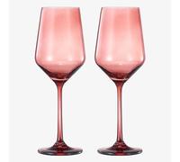 Khen Colored Crystal Wine Glass | Set of 2 | Large Stemmed 12 oz Glasses, Great for all Occasions & Special Celebrations Italian Style Tall Drinkware for Red & White Dinner Glassware (Cranberry Red)