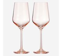 Khen Colored Crystal Wine Glass | Set of 2 | Large Stemmed 12 oz Glasses, Great for all Occasions & Special Celebrations Italian Style Tall Drinkware for Red & White, Dinner Glassware (Light Pink)