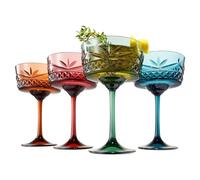 Khen Shatterproof Tritan Stemmed Cocktail & Martini Coupe Glasses, Resalable | 4 Set | Crystal Glass Lookalike Drinkware, Reusable Unbreakable & Shatterproof BPA-free plastic, Outdoor & Indoor 9OZ