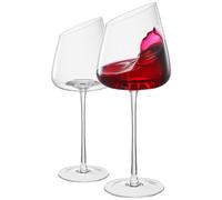 Khen Stemmed Wine Glasses Gift | Set of 2 | Clear Colored 16oz Slanted Glassware, Tall Goblet Glass, Water, Gifts Wife, Girlfriend, Women, Birthday, Wedding, Anniversary, Summer