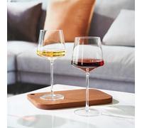 Khen | Universal All Purpose Modern Thin Crystal Wine Glasses, Worlds Lightest Wine Glass (88 Grams) Tall Long Stem - Durable & Resistant | 2 Set Glassware | Lead-Free, Stemmed Unique Shape 16oz