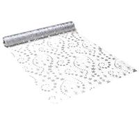 khevga 5 meter x 0.36 Table Runner Christmas Table Runners in Gold Silver snowflakes and stars (silver star)