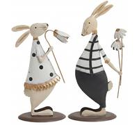 khevga Easter Decoration Easter Bunny Decorative Metal Set of 2 (Black)