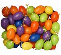 khevga Easter Decorations: 60 Plastic Easter eggs set with colorful ribbon for inside or outside