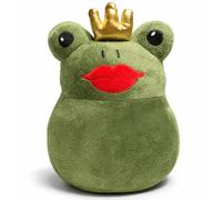 khevga Frog Door Stop with Crown - Decorative Fabric Door Holder, Green, 1.4 kg - Heavy Door Buffer for Nursery, Living Room, Hallway