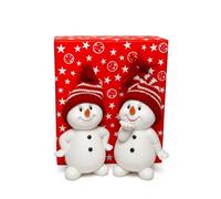 khevga Snowman Figures Set of 2 with Gift Packaging - Christmas Decoration Made of Polyresin with Red Hat, Decorative Snowmen for Winter & Christmas