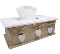 khevga Tissue Box with Lid - Wooden Tissue Holder in Rustic Country House Style, Elegant Brown Design for Home, Office, and Bathroom Decor