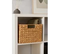 khevga Water Hyacinth Storage Basket - Rectangular Wicker Basket with Handles - Box Compatible with Regal & Kallax - 37 x 28 x 20 cm - Natural