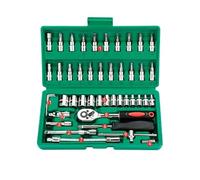 KHfgDHG 46pc Drive Socket Set 1/4 inch Ratchet Wrench Set Metric Hex Bit Socket Set Mechanic Tool Kits for Auto Repair Hous