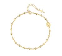 KHFGDS 14K Gold Anklets for Women Gold Ankle Bracelets for Women Beads Accessory Chain Cross Anklets for Womens Virgin Mary Medallion and Delicate Cross Womens Ankle Bracelets Adjustable Length 9.4