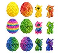KhgFov 3D Dragon Eggs with Dragon Inside, Dragon Egg, 12-Piece 3D Printed Dragon, Miniature 3D Printed Animals Figures in Six Colour Variations Fantasy Collection for Desk Display and Creative Play