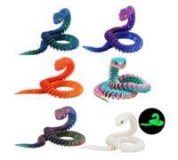 KhgFov 3D Printed Animals, 3D Printed Fidget, 6 Pcs 3D Printed Snakes, Decorative Piece for Home or Office Display, for Snake Enthusiasts and Collectors