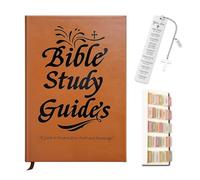 KhgFov Bible Study Guide, 3Pcs Bible Study Supplies Includes Bible Study Journal with Leather Cover, Bookmarks and Bible Tabs for Daily Devotional Practice and Spiritual Reflection