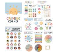 KhgFov Calming Corner Posters, Calming Corner, Feelings Wheel and 12 Calming Corner Postersl, Emotional Learning Resources for Calm Down Corner, Educational Poster for Preschool and Home