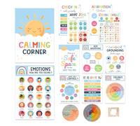 KhgFov Calming Corner Posters, Calming Corner, Feelings Wheel and 12 Calming Corner Postersl, Emotional Learning Resources for Calm Down Corner, Educational Poster for Preschool and Home