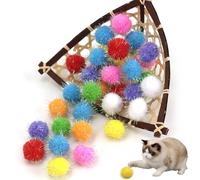 KhgFov Cat Pom Pom Balls, 30 Pcs Interactive Cat Balls with Colourful Fuzz Balls, Engaging Play for Indoor Cats, Ideal for Multi-Cat Homes and DIY Craft Projects, for Cats and Dogs