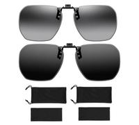 KhgFov Clip On Sunglasses, 2 Pcs Clip-On Sunglasses, Polarized-UV400 Fit Over Sunglasses Set for Men and Women, Flip-Up Design for Driving, Daily Commuting, Fishing, Sports Enthusiasts
