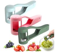 KhgFov Fruit Slicer Hand Gadget, Grape Cutter, 3 Pcs Grape Slicer, Strawberry Slicer, Quick Fruit Chopper for Family Salads and Fruit Picnics, Set of Three in Red Green Blue Colours